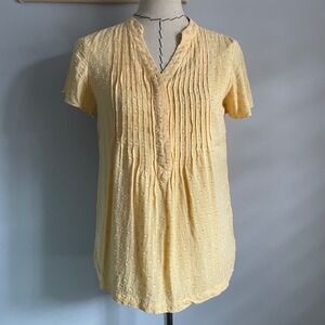 EUC Soft Surroundings Women's Blouse Yellow Petite XS Pleated Blouse‎ Lined